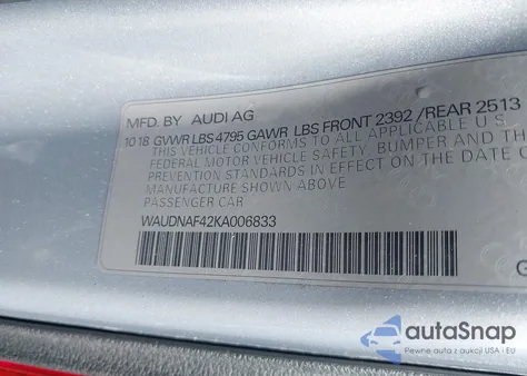 2019 Audi A4 45 Premium from USA, damaged, VIN WAUDNAF42KA006833